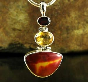 ENTIA ~ Mookaite, Citrine & Garnet Pendant ~ Item A