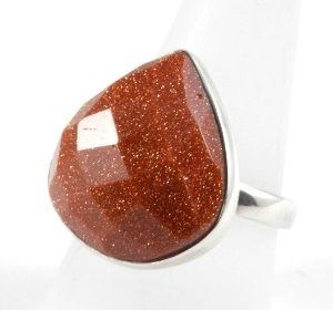 Red Goldstone Ring ~ Item A ~ Size R-UK, 8 3/4-US, 58 1/2-EU