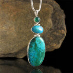 ENTIA - Green Chalcedony, Sleeping Beauty Turquoise & Shattuckite Pendant - Statement Piece!