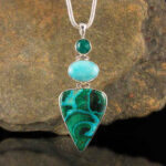 ENTIA - Green Chalcedony, Amazonite & Malacholla Pendant - ULTRA RARE