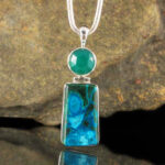 ENTIA - Green Chalcedony & Malacholla Pendant - ULTRA RARE
