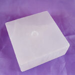 Hand-Carved Selenite Square Charging Plate & Crystal Stand