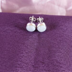 Blue Lace Agate Stud Earrings - Item B