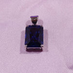 Rectangular blue gemstone pendant on silver setting