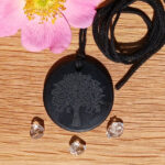 Shungite Grade A - Circular Pendant - Tree of Life