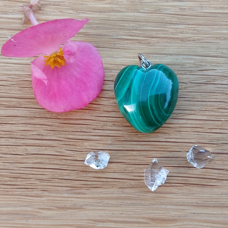 Malachite Heart Pendant - Item B