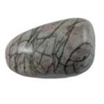 Polished white stone with dark veining