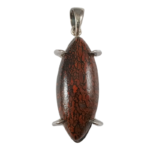 Red and black jasper pendant in silver setting
